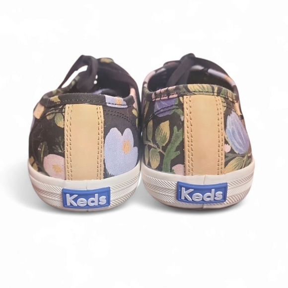 KEDS X RIFLE PAPER Company Botanical Champion Sneakers Women Size 7 Black Floral - Picture 5 of 9